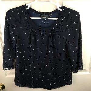 Anthropologie Maeve Stars Cut Out Shirt Blue SZ 4